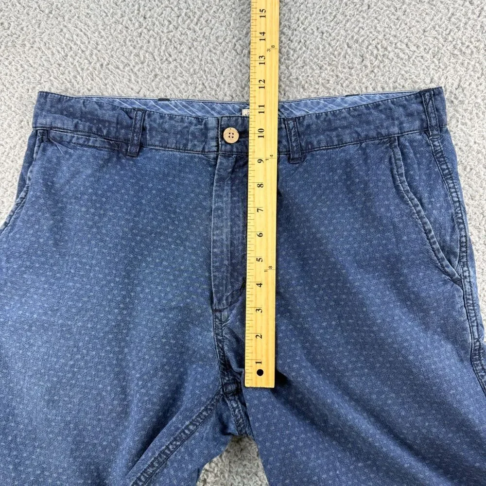 Faherty Island Life Shorts Mens 32 Blue Geometric Faded 100% Cotton Chino